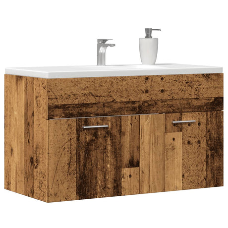 Vidaxl wastafelkast 80x38,5x46 cm bewerkt hout oud houtkleurig