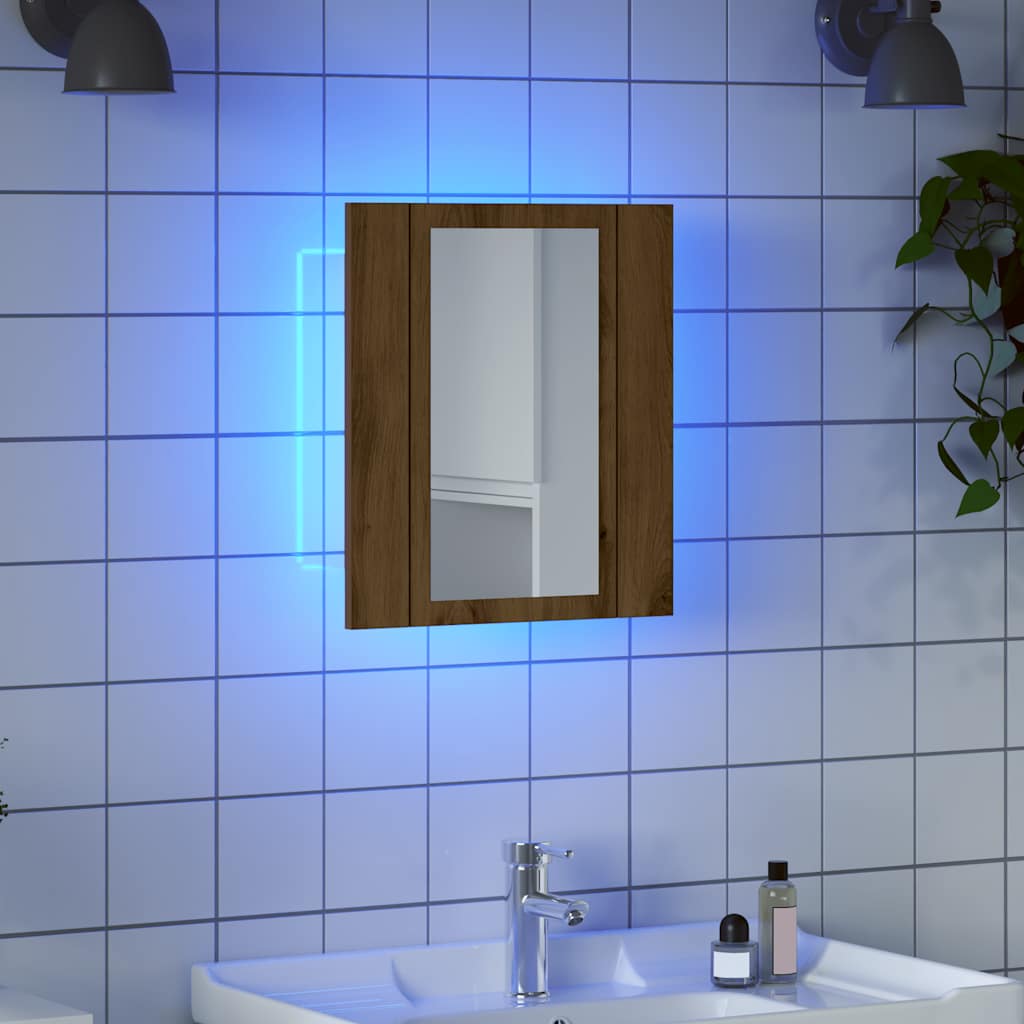 Vidaxl badkamerspiegelkast led 40x12x45 cm bewerkt hout artisan eiken