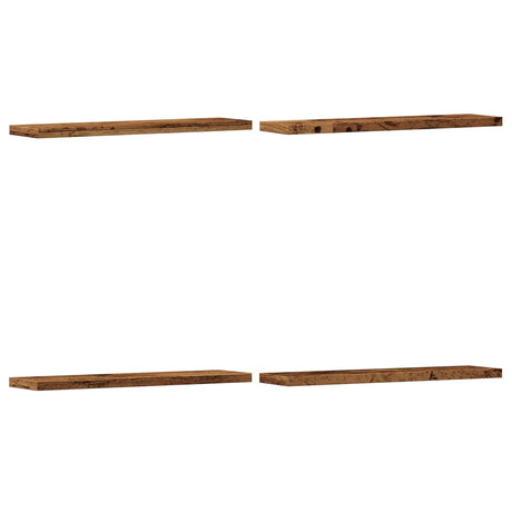 Vidaxl wandschappen 4 st 40x10x1,5 cm bewerkt hout oud houtkleurig