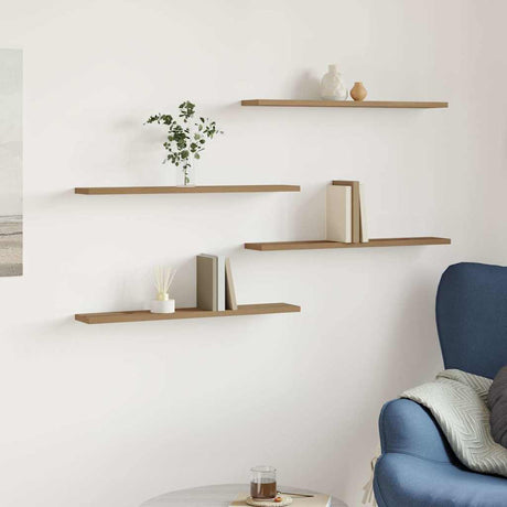 Vidaxl wandschappen 4 st 60x10x1,5 cm bewerkt hout artisanaal eiken