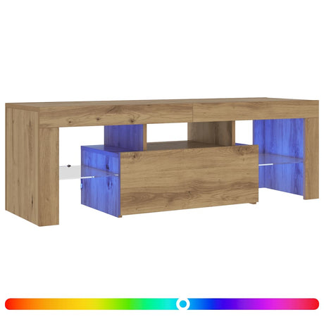 Vidaxl tv-meubel met led 120x36,5x40 cm bewerkt hout artisanaal eiken