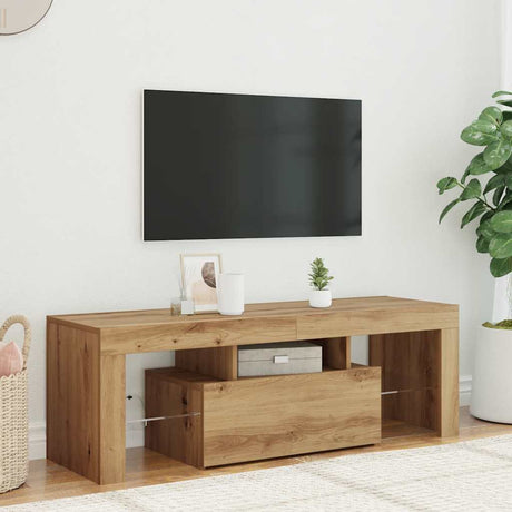 Vidaxl tv-meubel met led 120x36,5x40 cm bewerkt hout artisanaal eiken