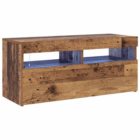 Vidaxl tv-meubel met led 90x35x40 cm bewerkt hout oud hout