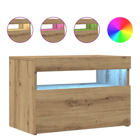 Vidaxl tv-meubel met led 60x35x40 cm bewerkt hout artisanaal eiken