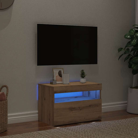 Vidaxl tv-meubel met led 60x35x40 cm bewerkt hout artisanaal eiken