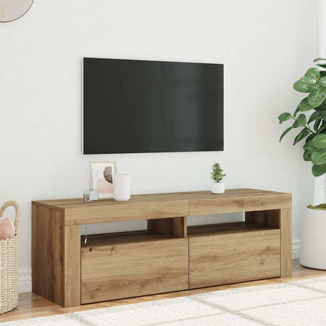 Vidaxl tv-meubel met led 120x35x40 cm bewerkt hout artisanaal eiken