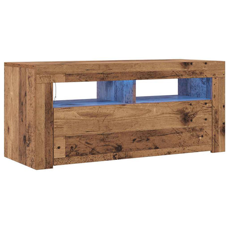 Vidaxl tv-meubel met led 90x35x40 cm bewerkt hout oud hout