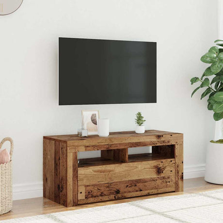 Vidaxl tv-meubel met led 90x35x40 cm bewerkt hout oud hout
