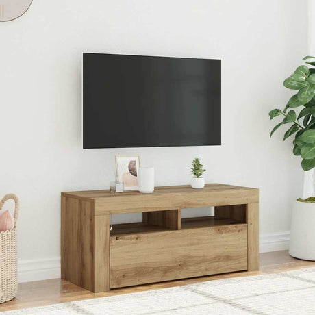 Vidaxl tv-meubel met led 90x35x40 cm bewerkt hout artisanaal eiken