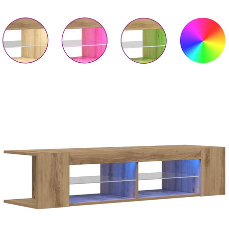 Vidaxl tv-meubel met led 135x39x30 cm bewerkt hout artisanaal eiken