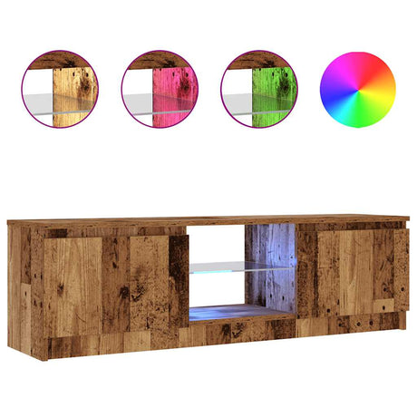 Vidaxl tv-meubel met led 120x30x36 cm bewerkt hout oud hout