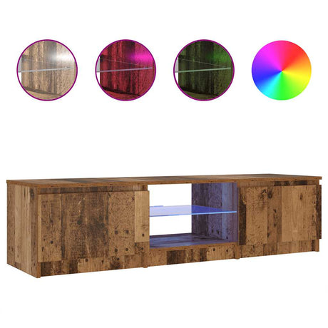 Vidaxl tv-meubel met led 140x40x36 cm bewerkt hout oud houtkleurig