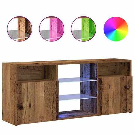 Vidaxl tv-meubel met led 120x30x50 cm bewerkt hout oud hout