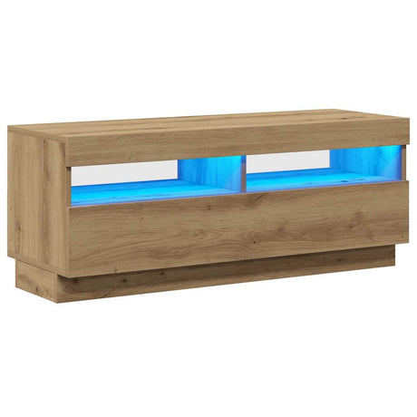 Vidaxl tv-meubel met led 100x35x40 cm bewerkt hout artisanaal eiken