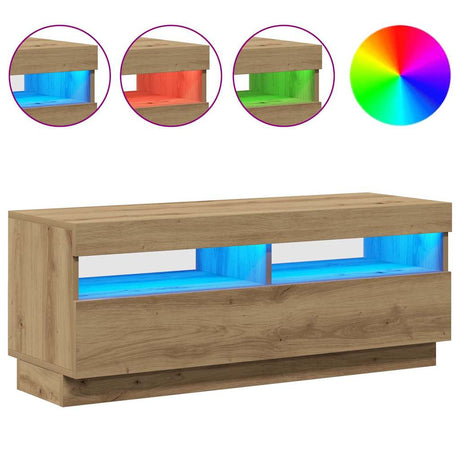 Vidaxl tv-meubel met led 100x35x40 cm bewerkt hout artisanaal eiken