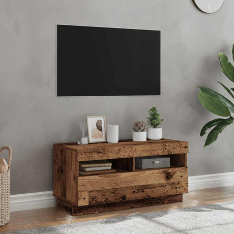 Vidaxl tv-meubel met led 80x35x40 cm bewerkt hout oud hout