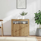 Vidaxl dressoir met led 80x35x75 cm bewerkt hout artisanaal eiken