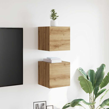 Vidaxl tv-wandmeubelen 2 st 30,5x30x30 cm artisanaal eikenkleurig