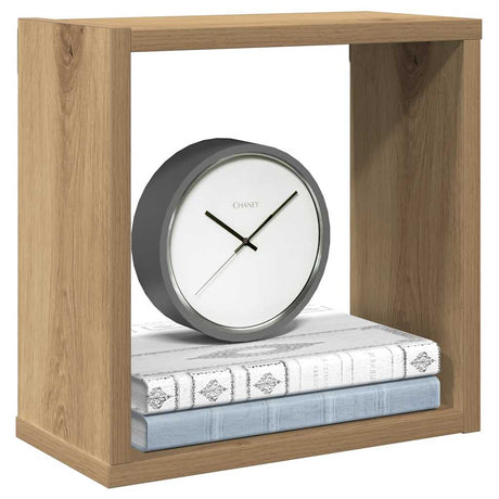 Vidaxl wandschappen kubus 6st 30x15x30cm bewerkt hout artisanaal eiken