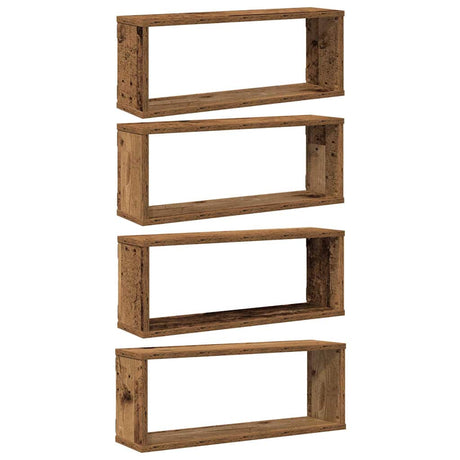 Vidaxl wandschappen kubus 4 st 60x15x23 cm bewerkt hout oud houtkleur