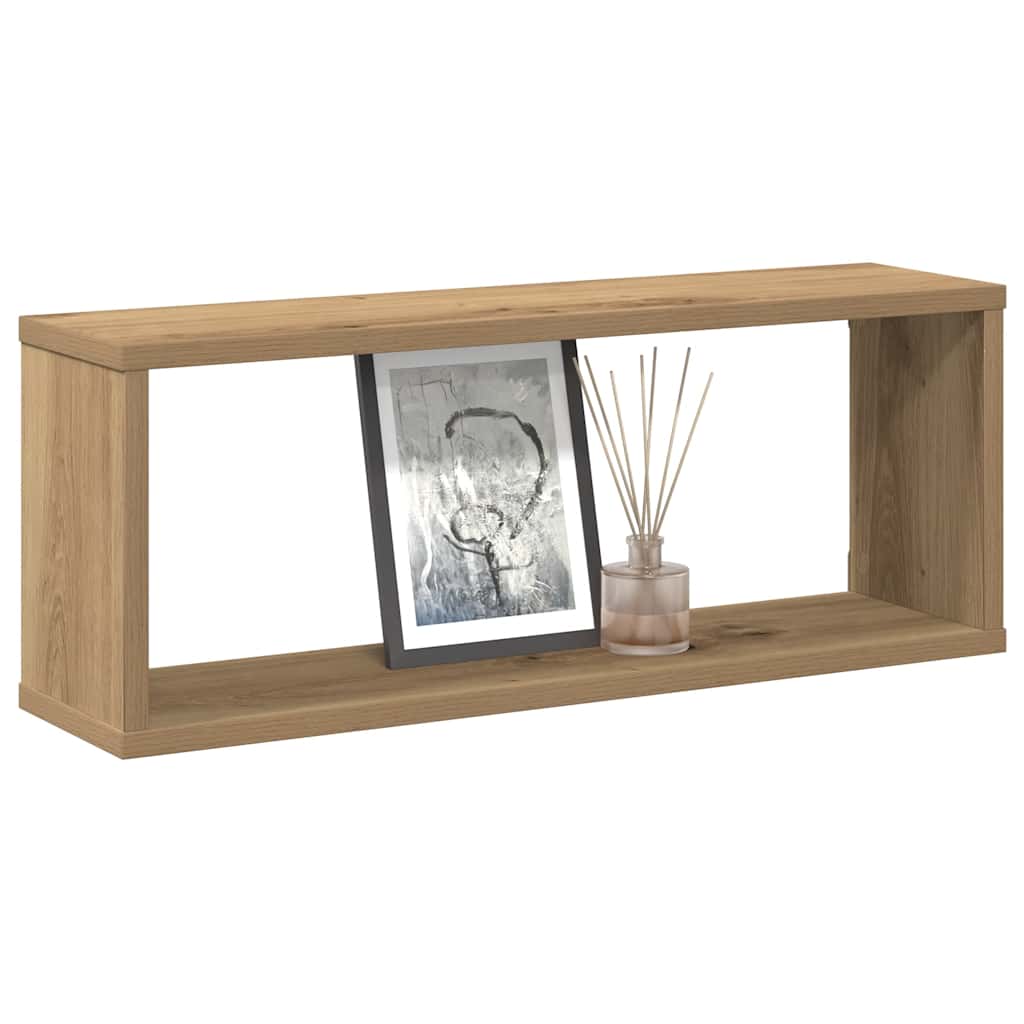 Vidaxl wandschappen kubus 2 st 60x15x23 cm hout artisanaal eiken