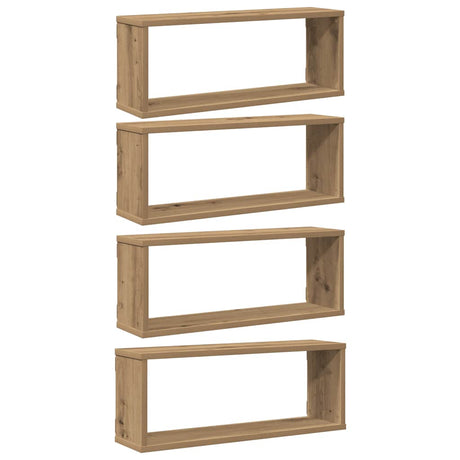 Vidaxl wandschappen kubus 4 st 60x15x23 cm hout artisanaal eiken