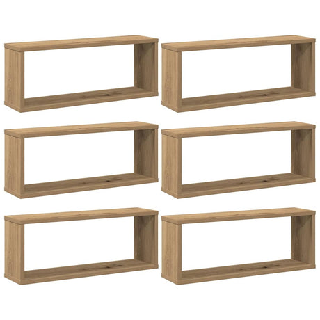 Vidaxl wandschappen kubus 6 st 60x15x23 cm hout artisanaal eiken