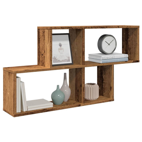 Vidaxl wandschap 100x18x53 cm bewerkt hout oud houtkleurig