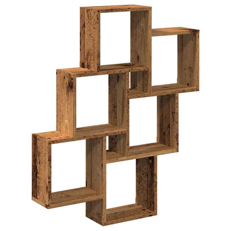 Vidaxl wandschap kubus 78x15x93 cm bewerkt hout oud houtkleurig