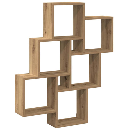 Vidaxl wandschap kubus 78x15x93 cm bewerkt hout artisanaal eikenkleur