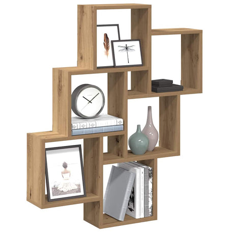 Vidaxl wandschap kubus 78x15x93 cm bewerkt hout artisanaal eikenkleur