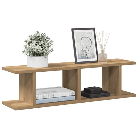 Vidaxl wandschappen 2 st 75x18x20cm bewerkt hout artisanaal eikenkleur