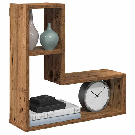 Vidaxl wandschappen kubus 2 st 50x15x50 cm bewerkt hout oud houtkleur
