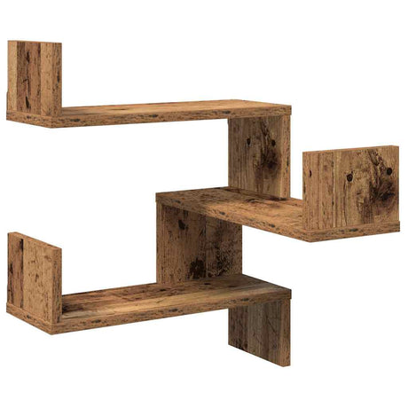 Vidaxl hoekwandschappen 2 st 40x40x49,5 cm bewerkt hout oud houtkleur
