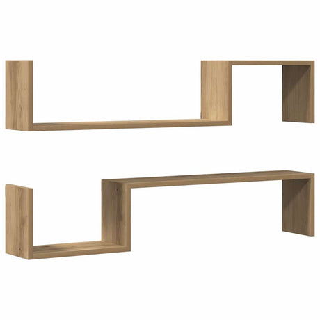 Vidaxl wandschappen 2 st 100x15x20 cm bewerkt hout artisanaal eiken
