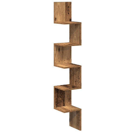 Vidaxl hoekwandschap 20x20x127,5 cm bewerkt hout oud houtkleurig