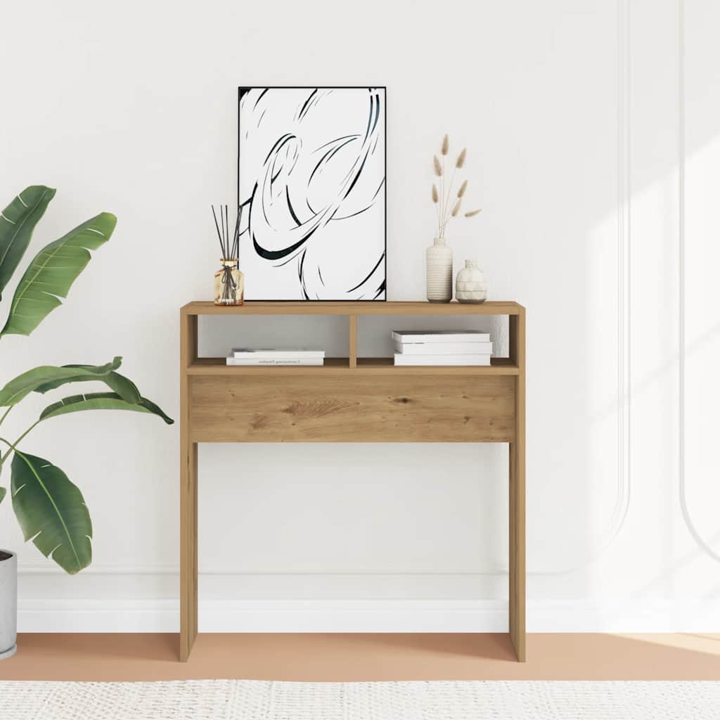 Vidaxl wandtafel 78x30x80 cm bewerkt hout artisanaal eikenkleur