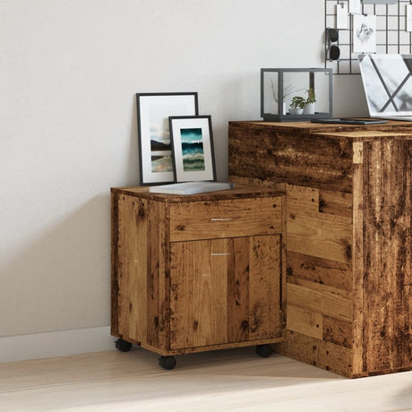Vidaxl kast verrijdbaar 45x38x54 cm bewerkt hout oud houtkleurig