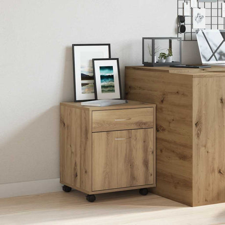 Vidaxl rolkast 45x38x54 cm bewerkt hout artisanaal eikenkleur