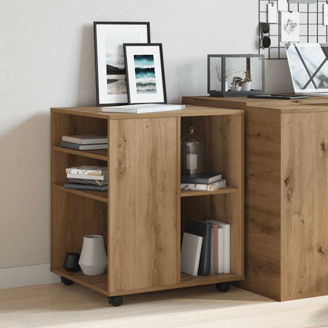 Vidaxl rolkast 60x53x72 cm bewerkt hout artisanaal eikenkleurig