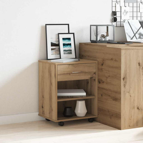 Vidaxl rolkast 46x36x59 cm bewerkt hout artisanaal eikenkleurig