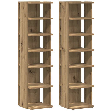 Vidaxl schoenenkasten 2 st 28x27x102 cm bewerkt hout artisanaal eiken