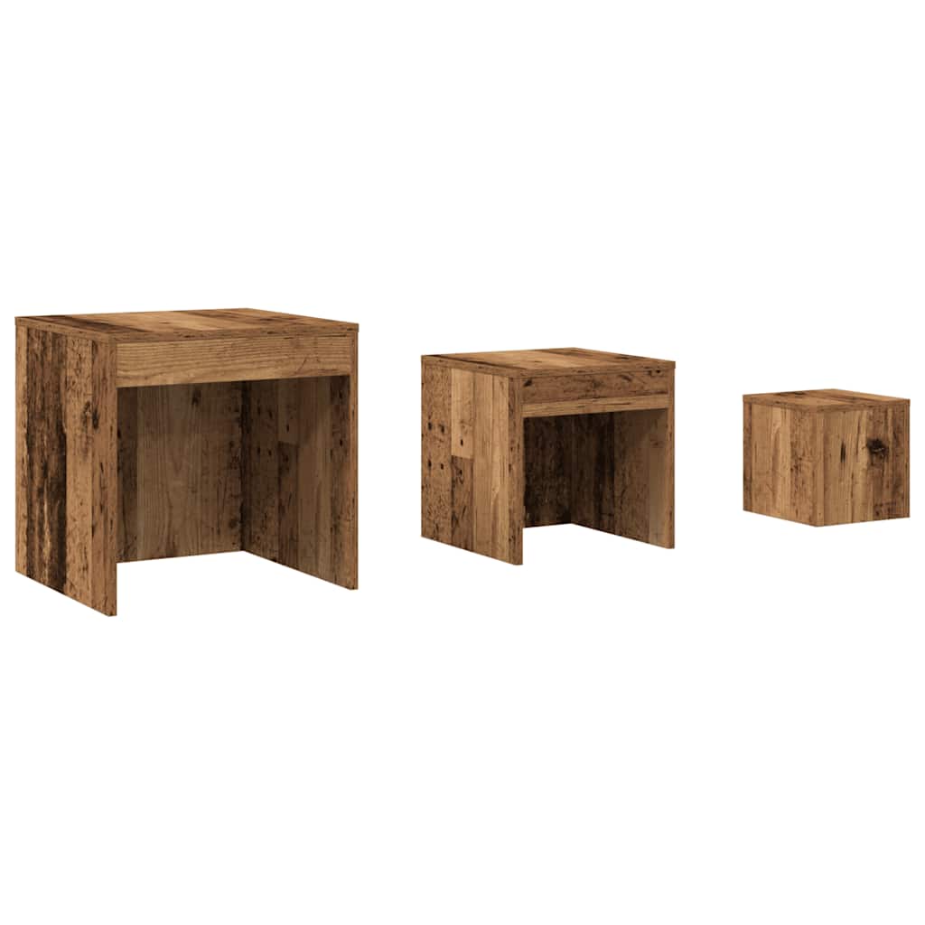 Vidaxl 3-delige tafeltjesset bewerkt hout oud houtkleurig