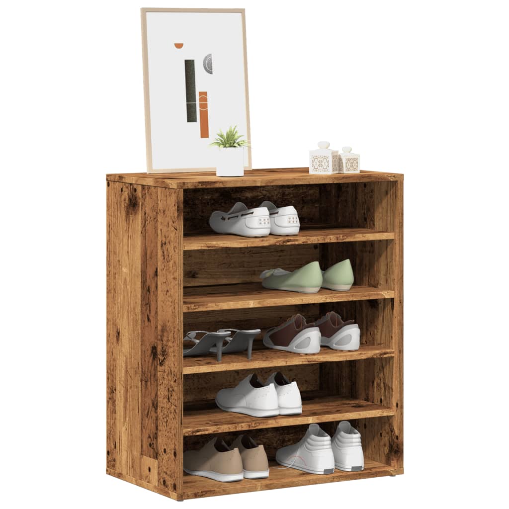 Vidaxl Shoe Cabinet 60x35x70 cm forarbejdet træ gammel træ -farvet