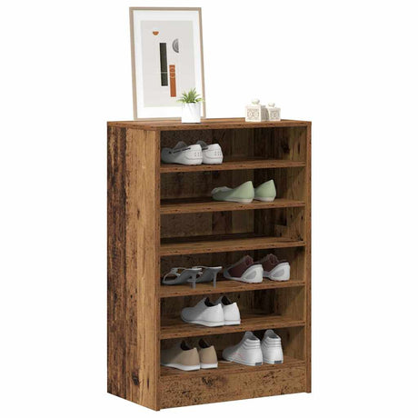 Vidaxl schoenenkast 60x35x92 cm bewerkt hout oud houtkleurig