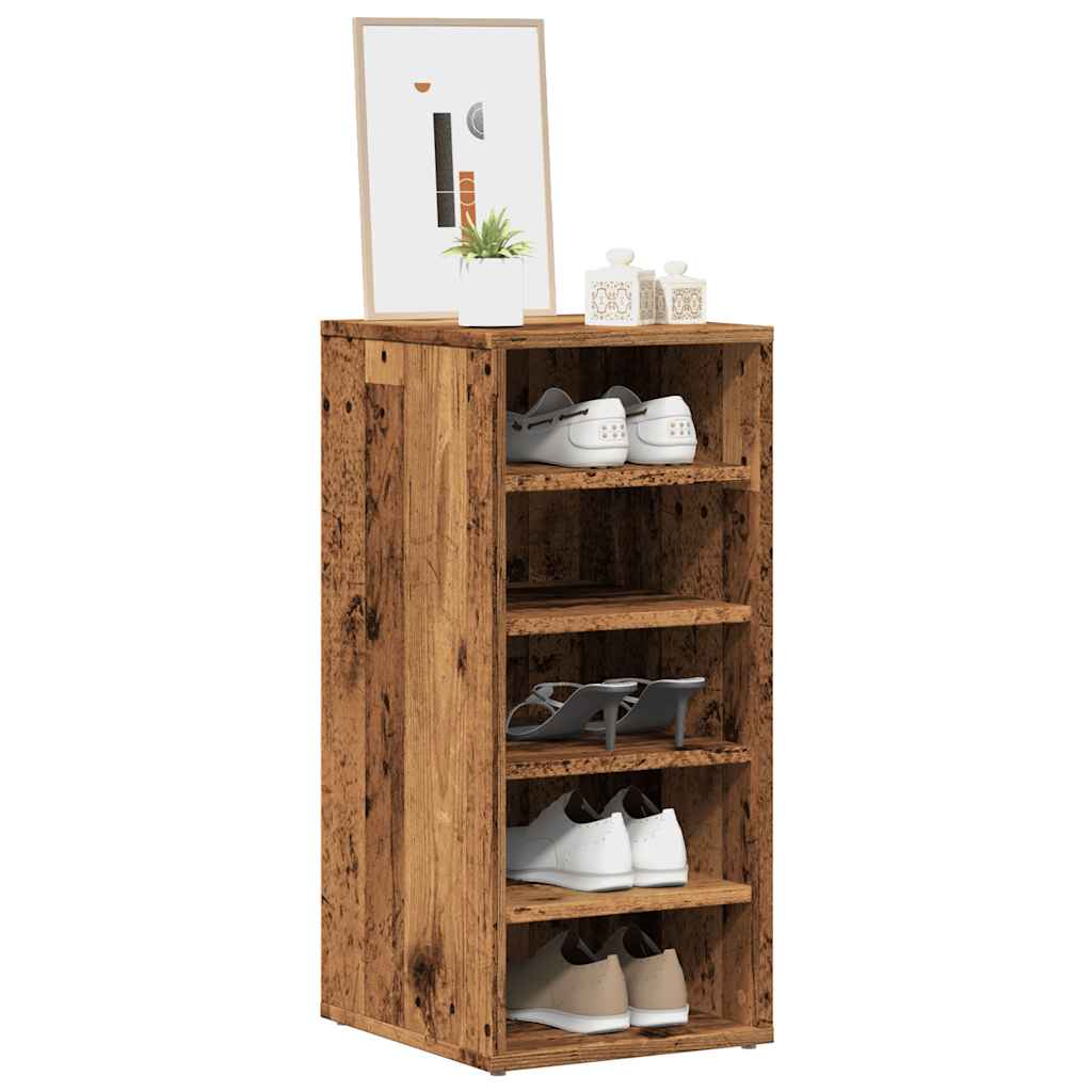 Vidaxl schoenenkasten 2 st 32x35x70 cm bewerkt hout oud houtkleurig