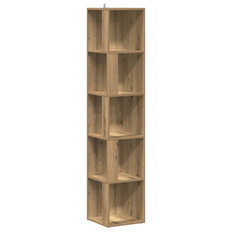 Vidaxl hoekkast 33x33x165 cm bewerkt hout artisanaal eikenkleur