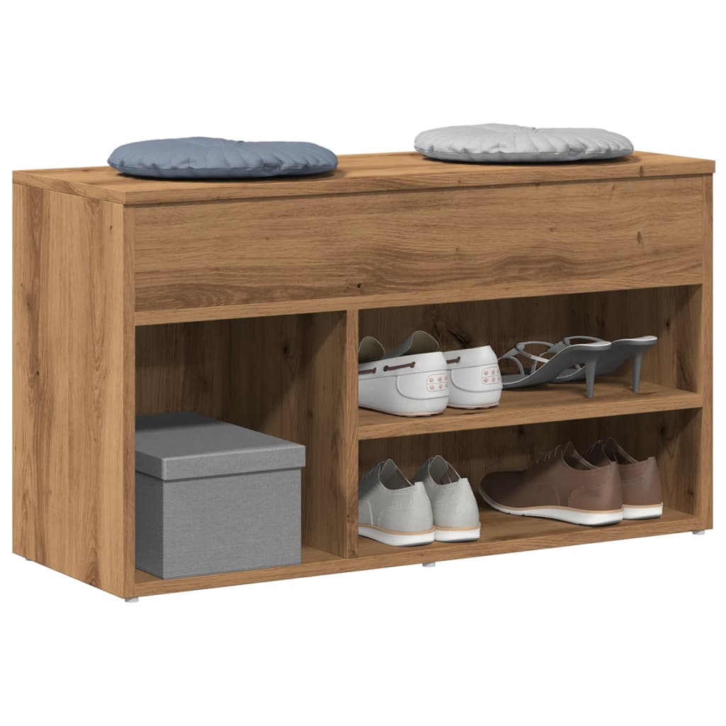 Vidaxl schoenenbankje 80x30x45 cm bewerkt hout artisanaal eikenkleur