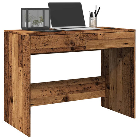 Vidaxl bureau 101x50x76,5 cm bewerkt hout oud houtkleurig