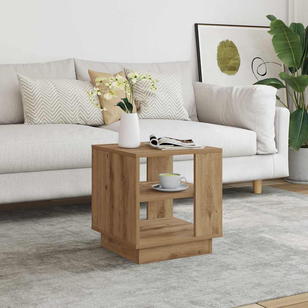 Vidaxl salontafel 40x40x43 cm bewerkt hout artisanaal eikenkleurig